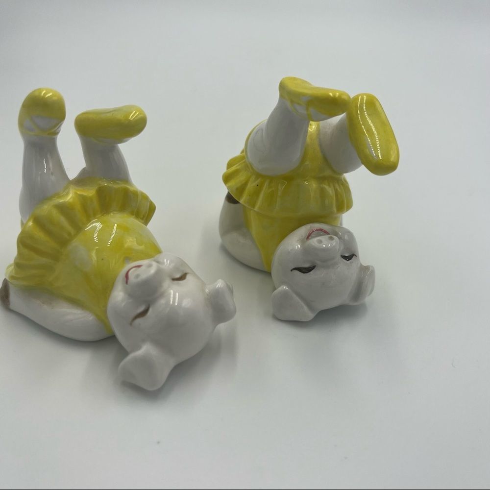 Vintage 1979 Fitz & Floyd Hand-painted Ceramic Piglet Ballerinas - Set of 2